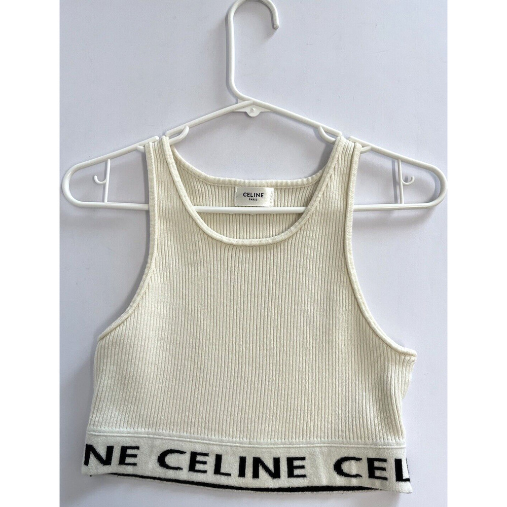 Celine White and Black Crop Top